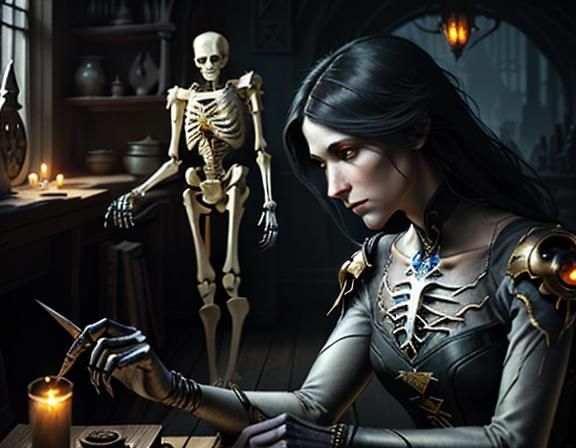 Furry Skeleton Bone Repair in Dark Fantasy Style