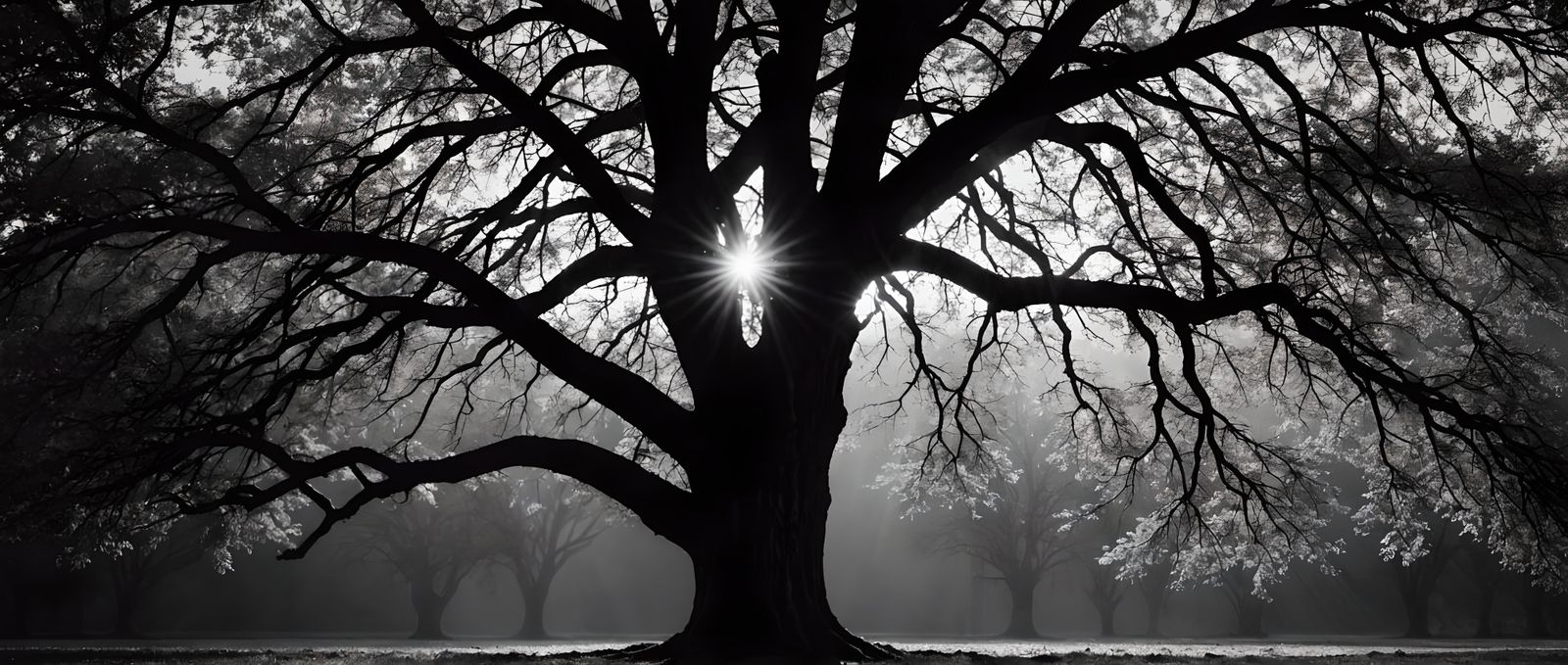 Hyperrealistic Sun Rays Through Tree Branches Portrait