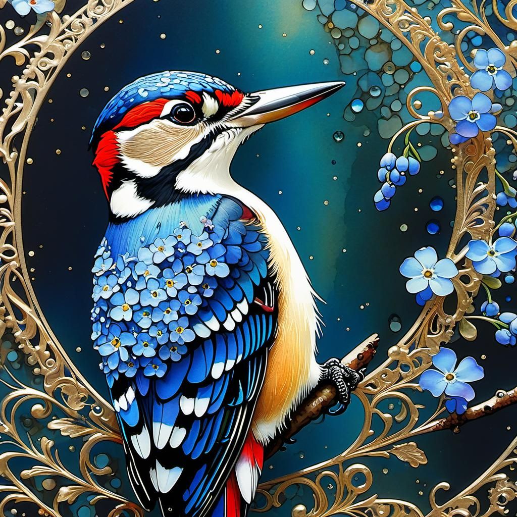 Forget me not woodpecker