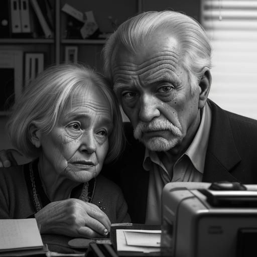 Noir Portrait of Elderly Couple Crying