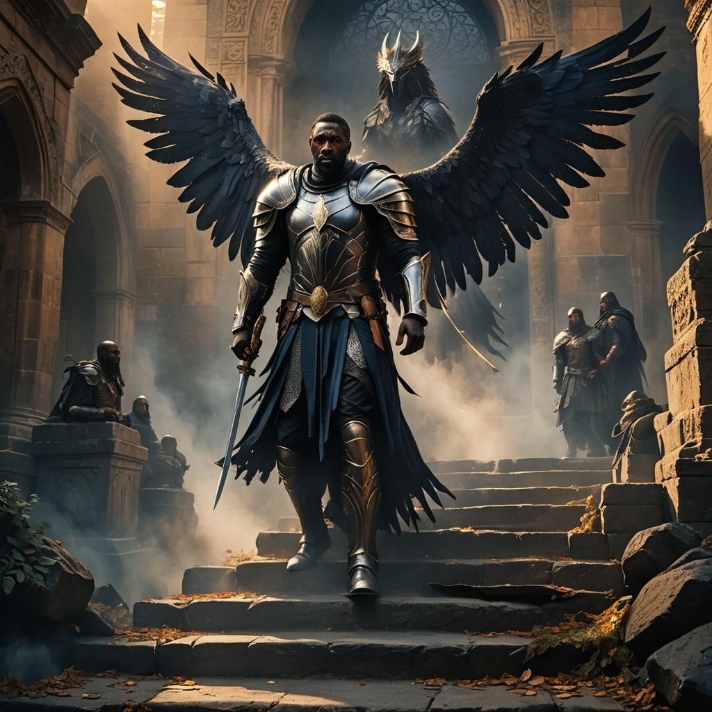 Winged Knight in Dark Fantasy World