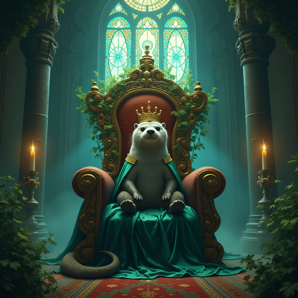 Majestic Otter King on Ornate Throne