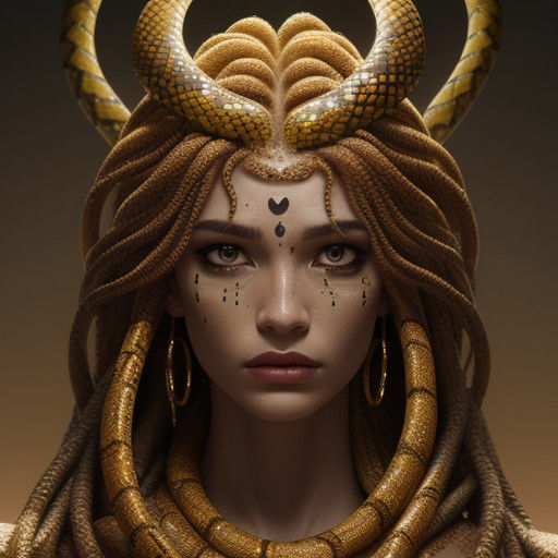 Gorgon's Serene Gaze in Earthy Hues