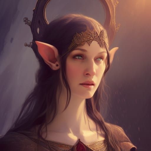 Elven Mage Portrait in Hyperdetailed Fantasy Art Style