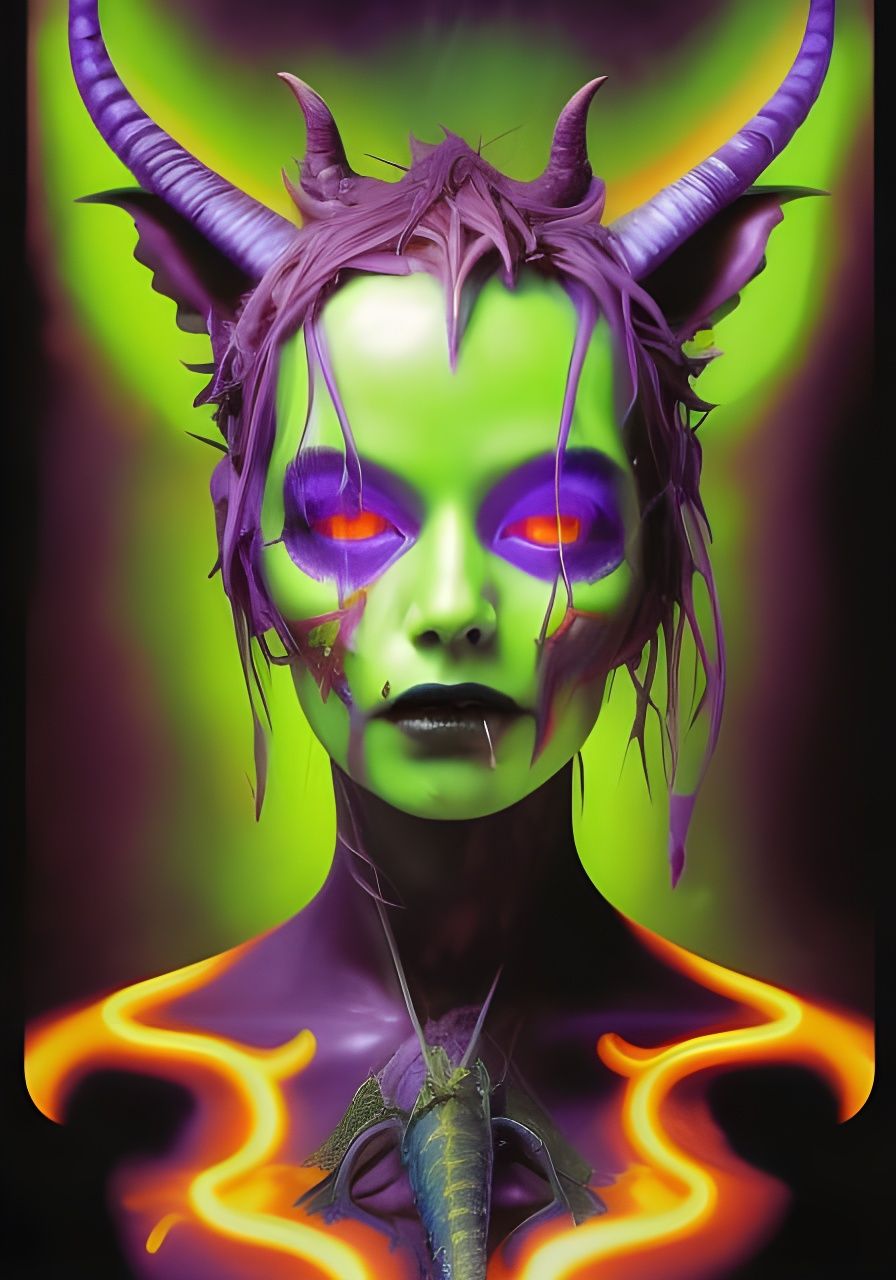 Rococo Zombie Gazelle with Neon Flames