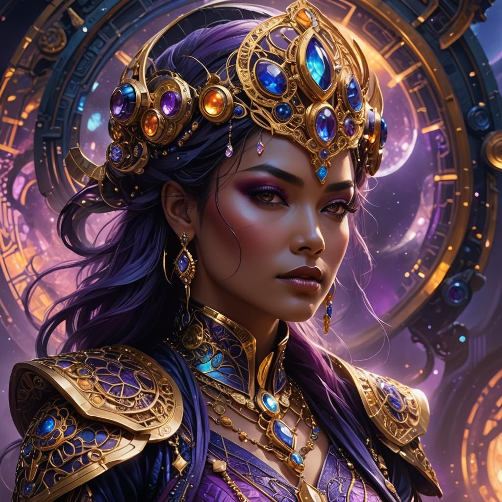 Sci-Fi Woman in Mystical Realm: Digital Art