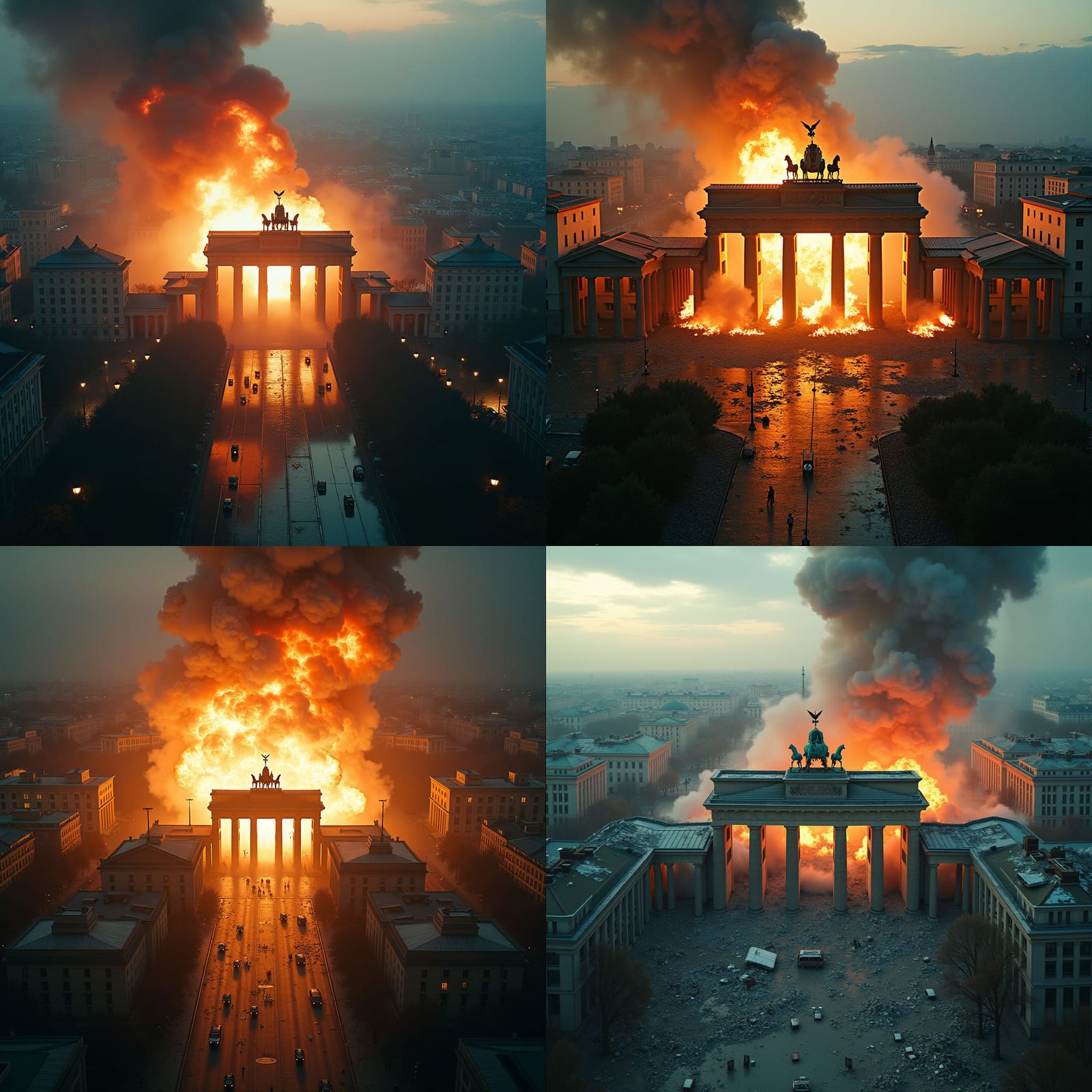 Rocket Impact in Berlin: Cinematic Aerial View