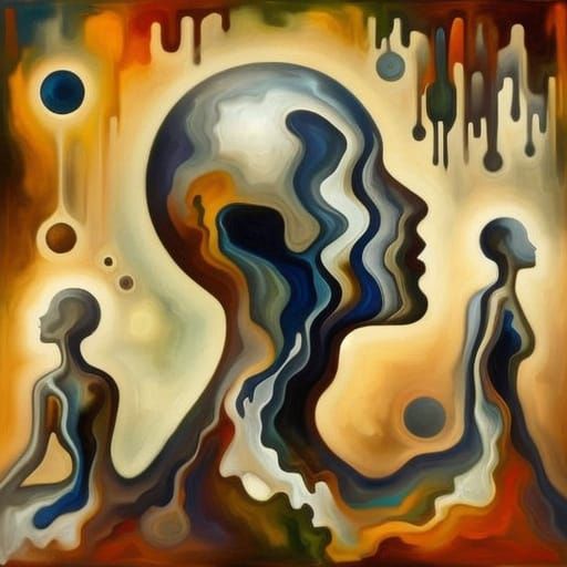 Surrealist Oil Painting of Melting Human Form