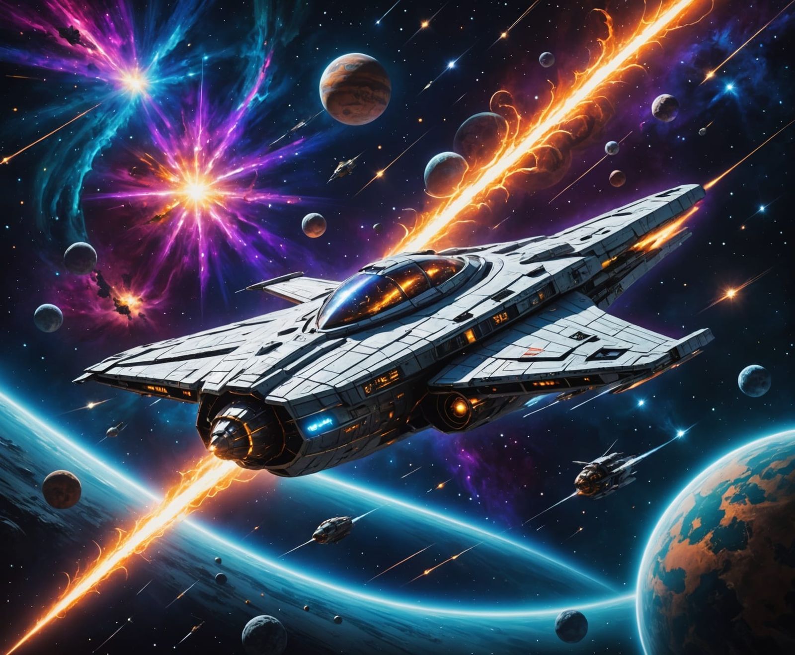 Gigantic Spaceship Galactica Blasts Off into the Galaxy