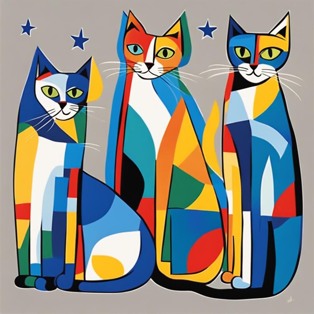 Playful Abstract Cats in Decorative Style