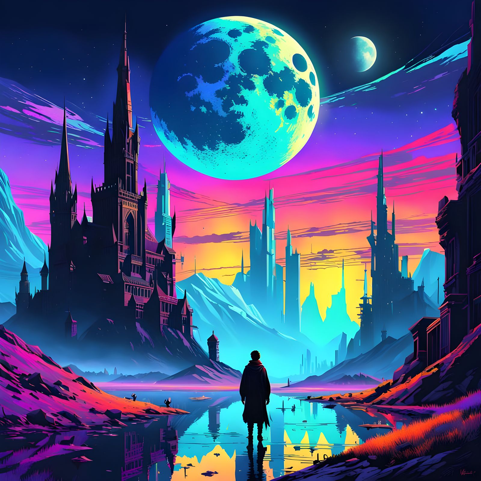 Ethereal Moonscape in Gothic Romanticism Style