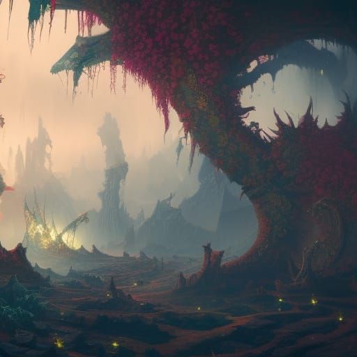 Erotic Fantasy Landscape in Detailed Matte Painting