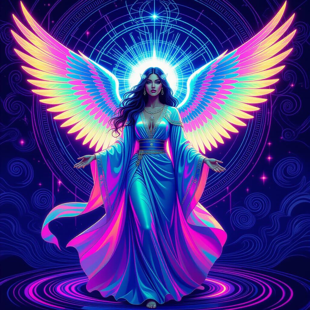 Psychedelic Angel in Iridescent Robes