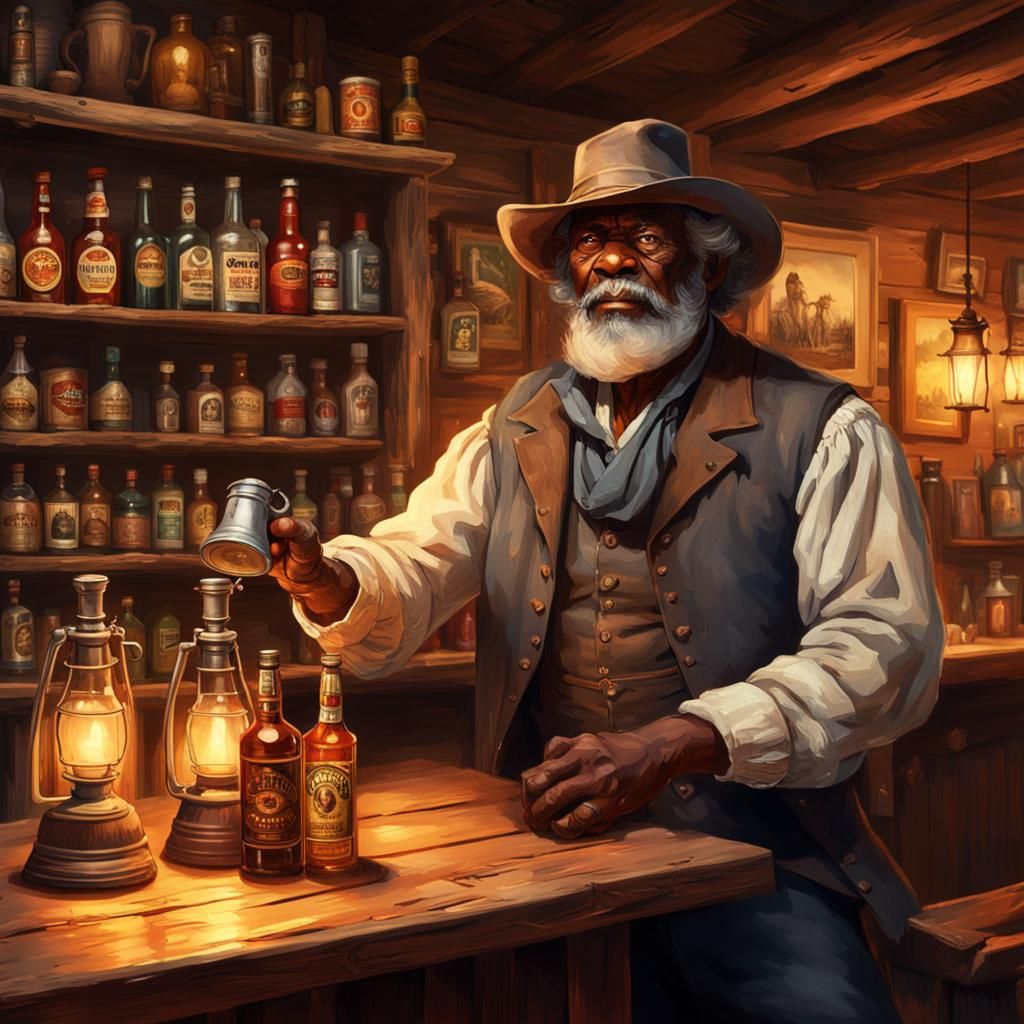 Vintage Wild West Saloon Bartender Portrait