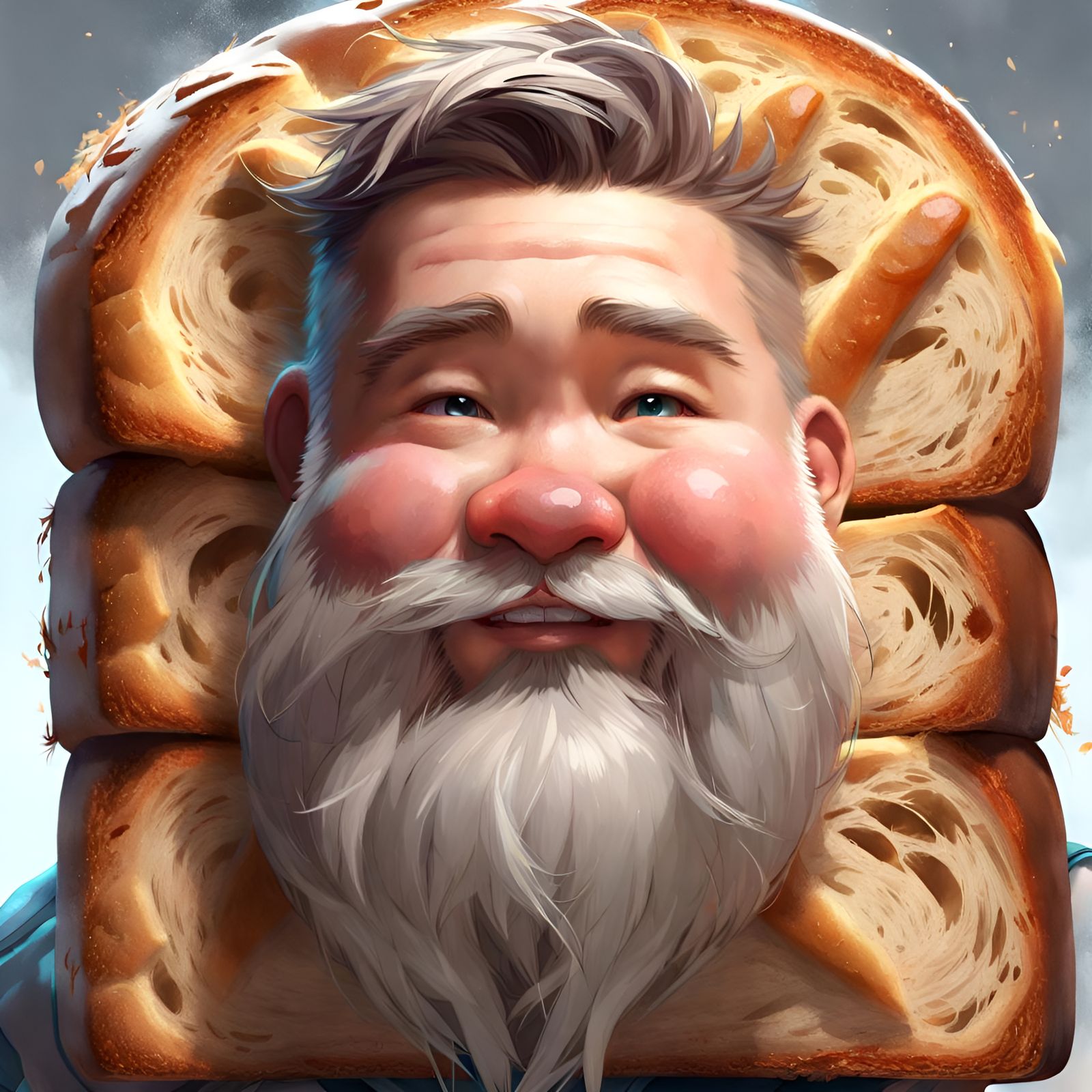 Bearded Bread Loaf Portrait in Digital Art Style