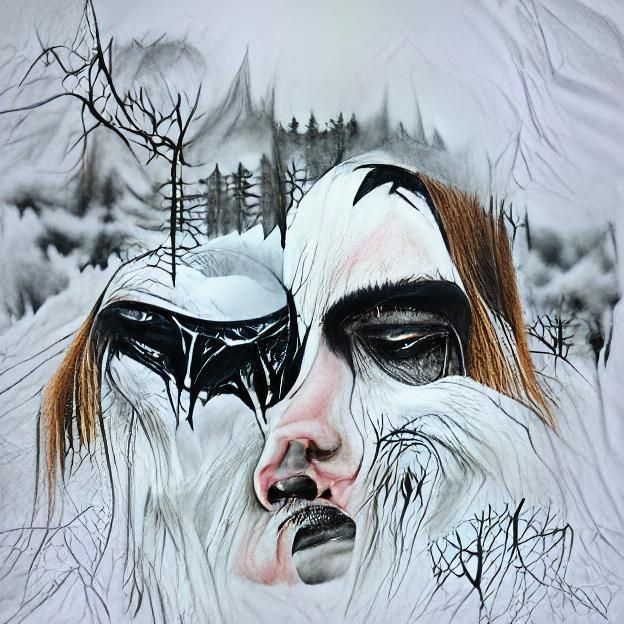 Corpse Paint Carpathian Forest: Hyperrealistic Ink Drawing