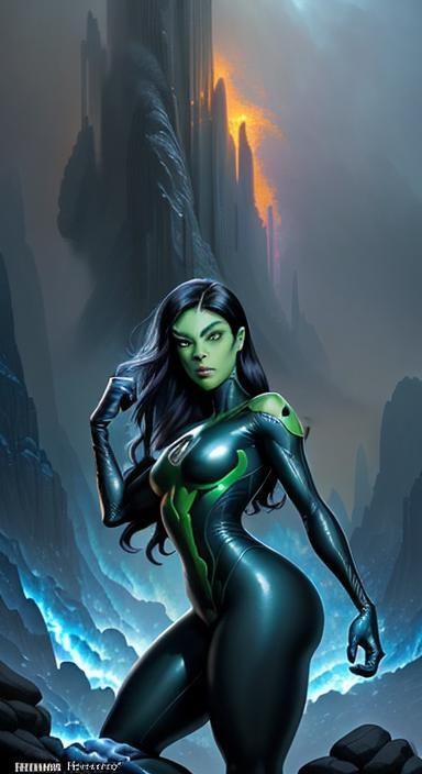 Shego as the Fantastic Four in Comic Book Art