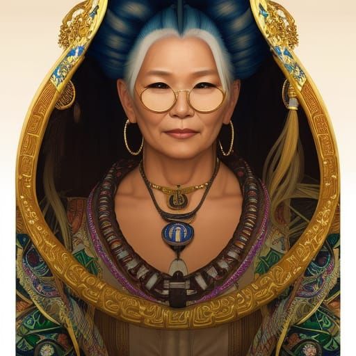 Ainu Woman at the Pub: Art Nouveau Portrait