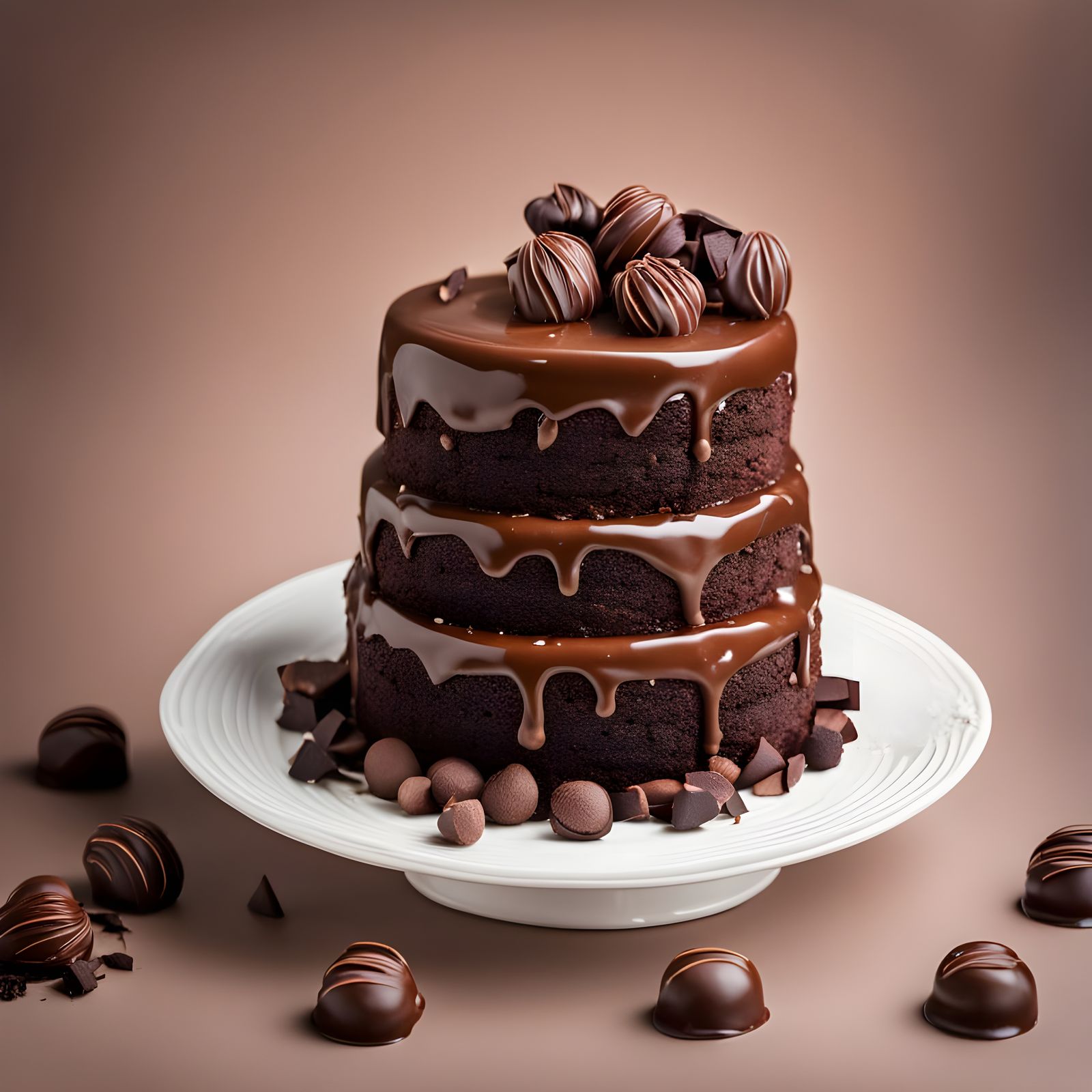 Chocolate Cake with Decorative Chocolate Artwork