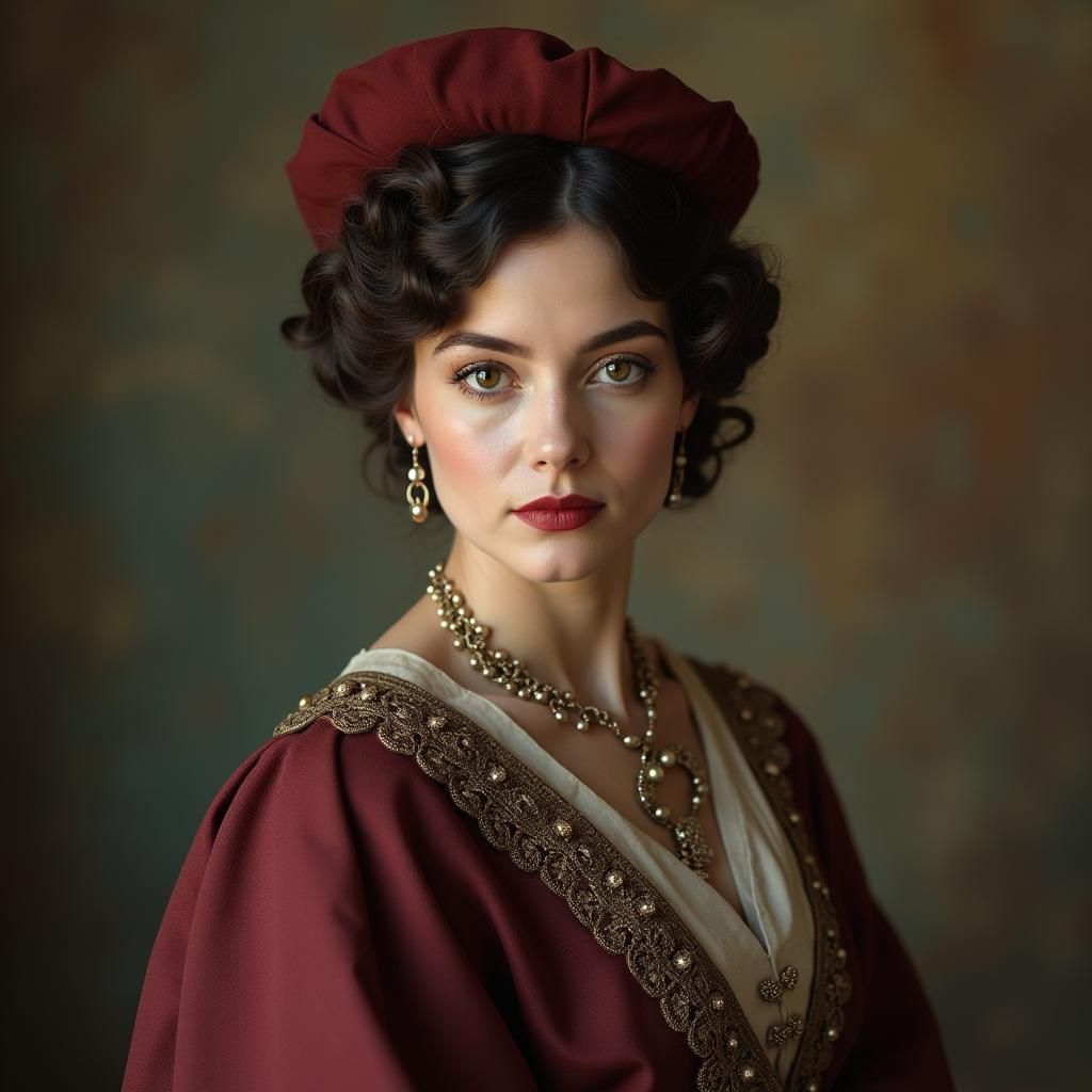 Elegant Aristocratic Woman in 1910s Style