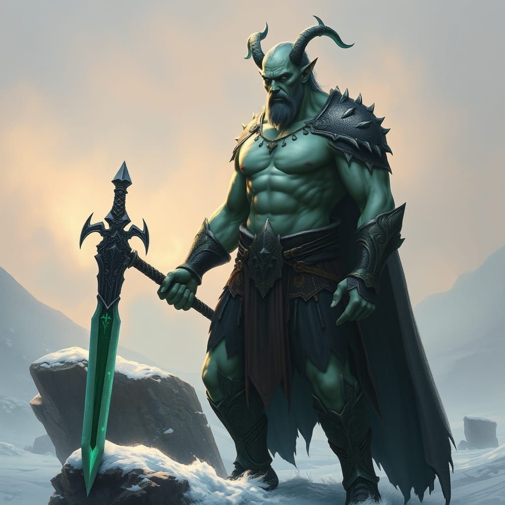 Falsimer Warrior in a Frosty Landscape