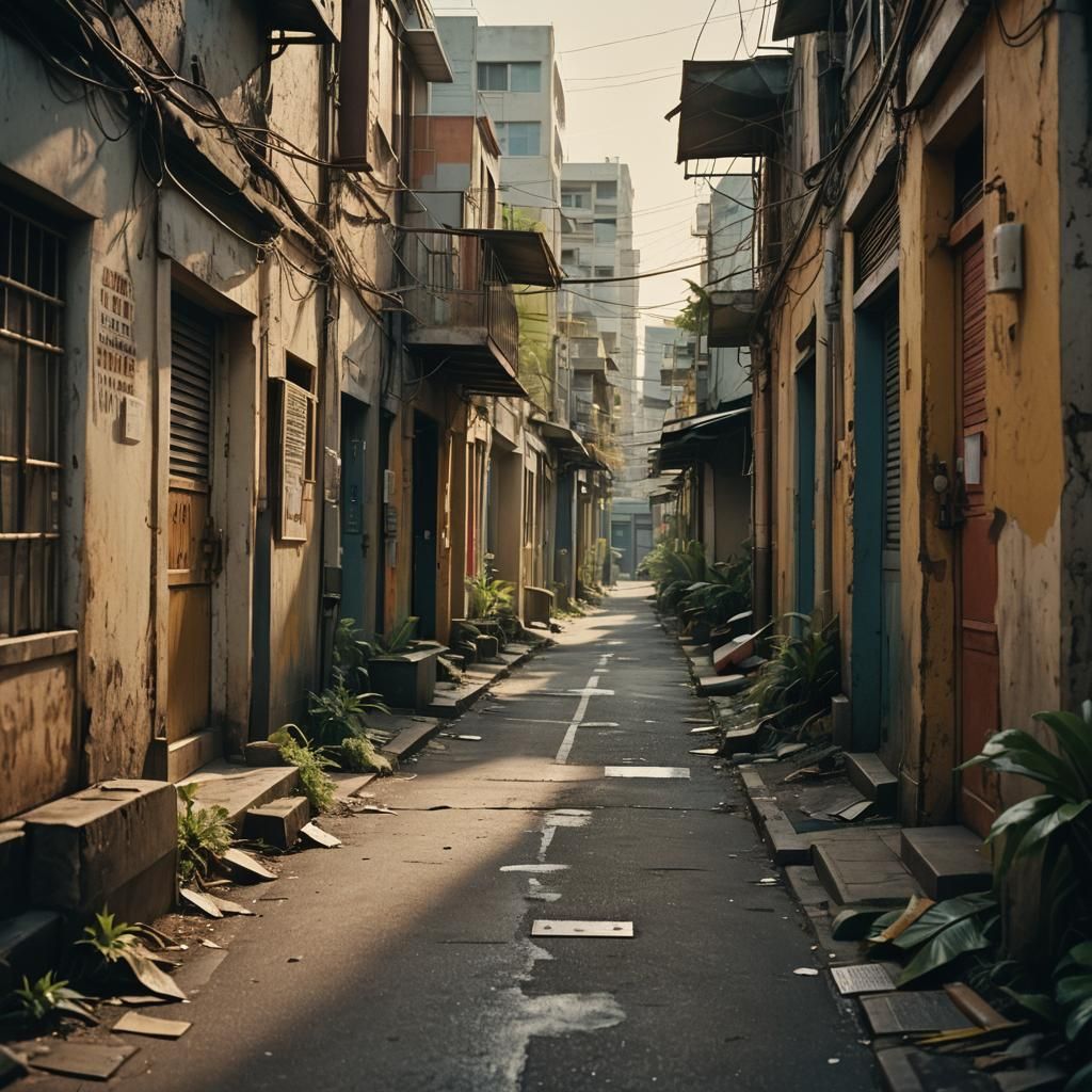Dystopian City Street Reveals Tropical Island Portal