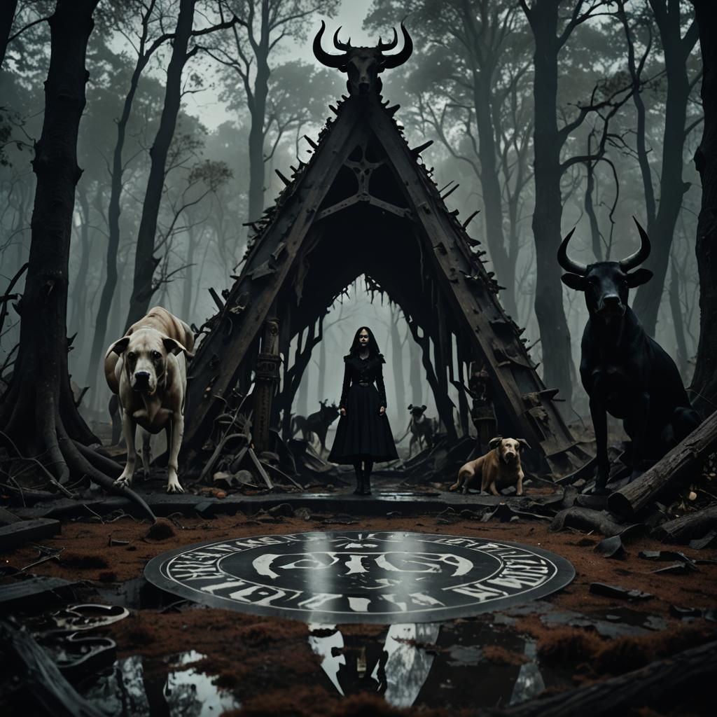 Gothic Model in Decaying Forest: Film Noir Photography