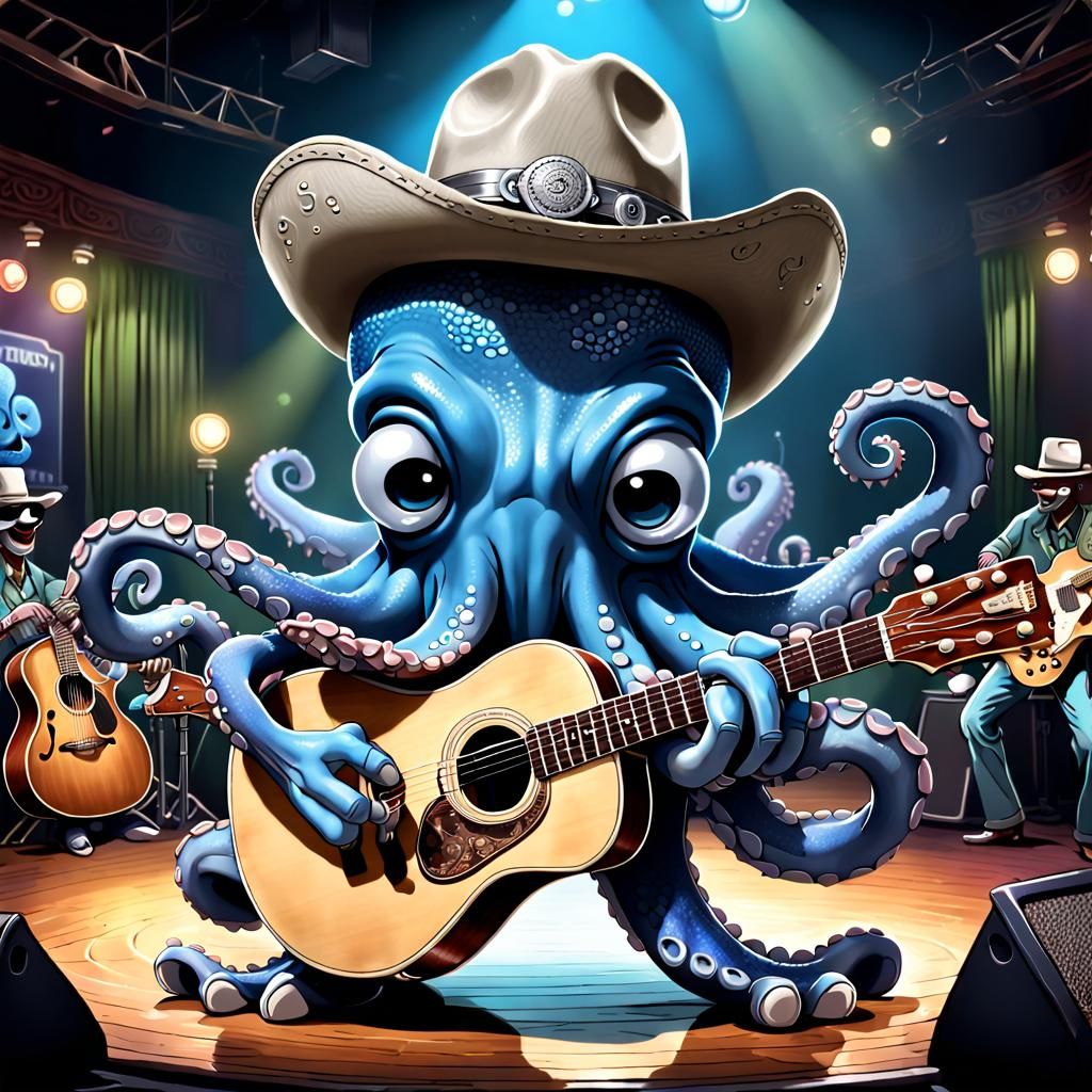 Octopus Performs Country Music in Funny-Animal Cartoon