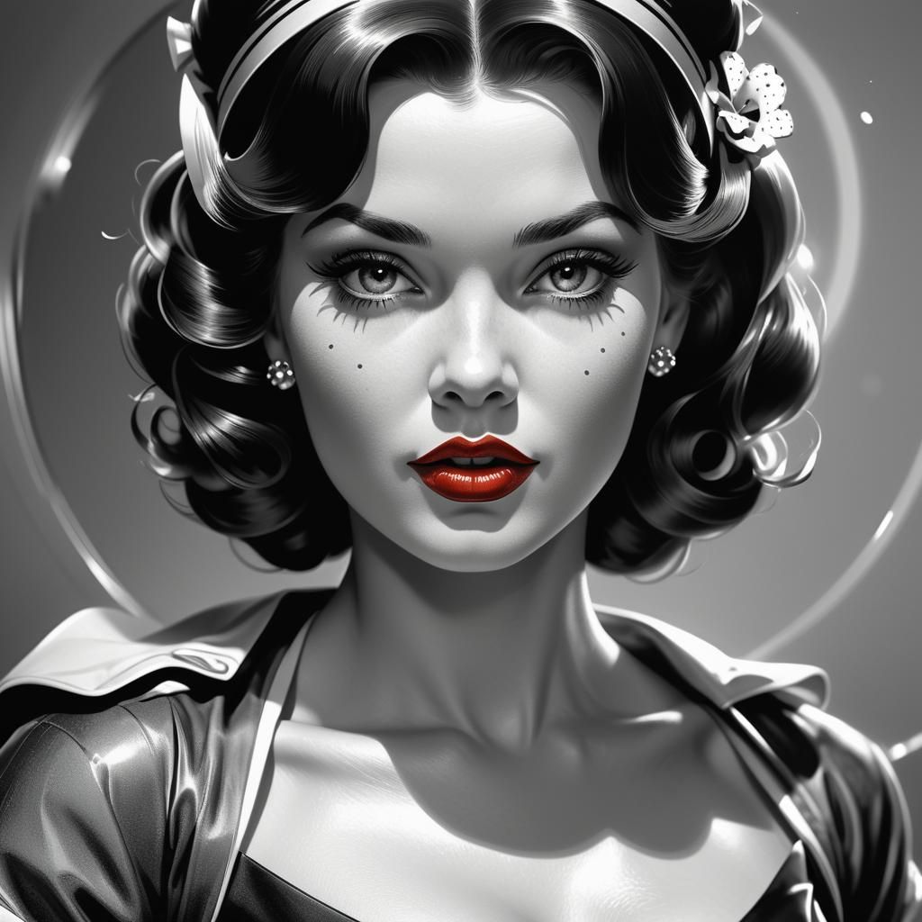 Retro 1950s pinup model, head and shoulders portrait, 8k res...