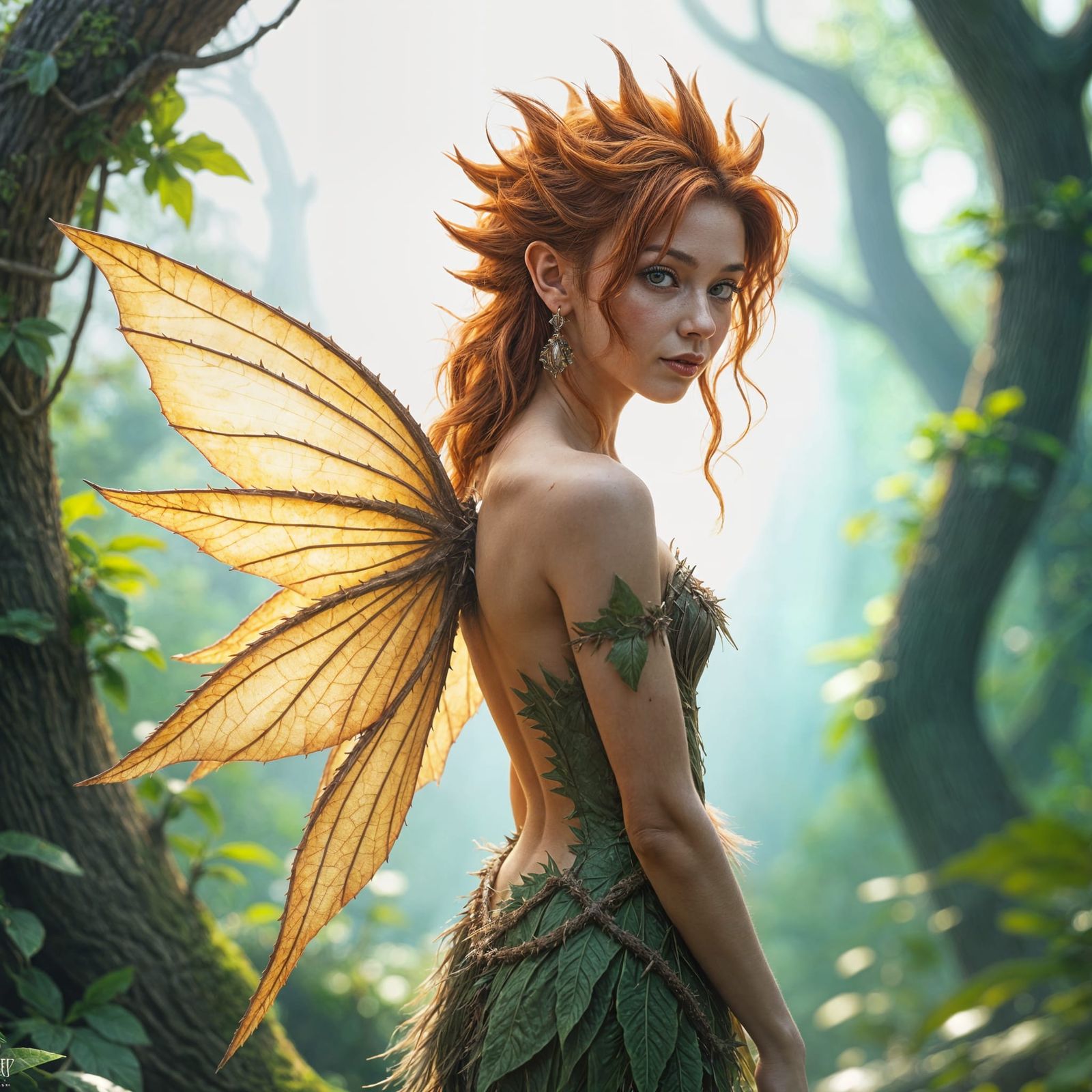 Chestnut Fairy with Wings, Fantasy Art