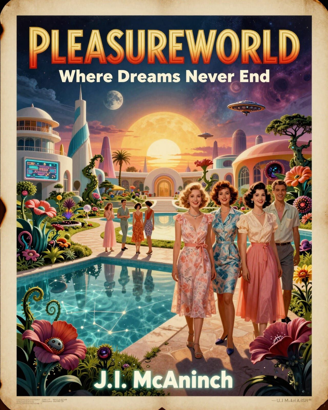 Tenebris Reverie Resort: Vintage Travel Poster with Hidden H...