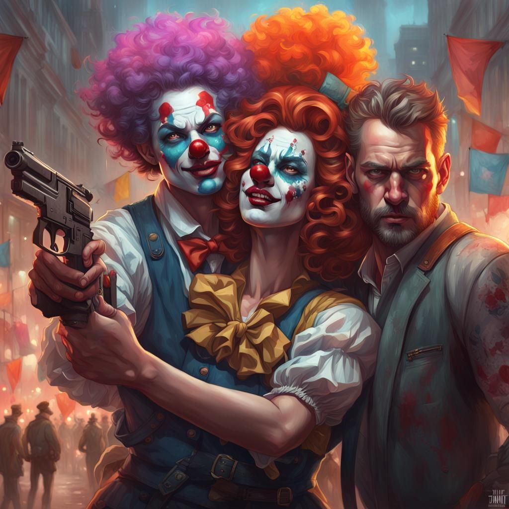 Clown Robbery: Hyperdetailed Artgerm Portrait