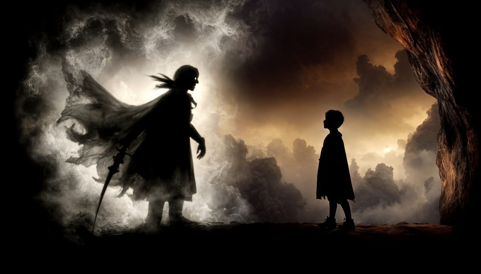 Ethereal Fantasy Artwork: Silhouette of Transformation