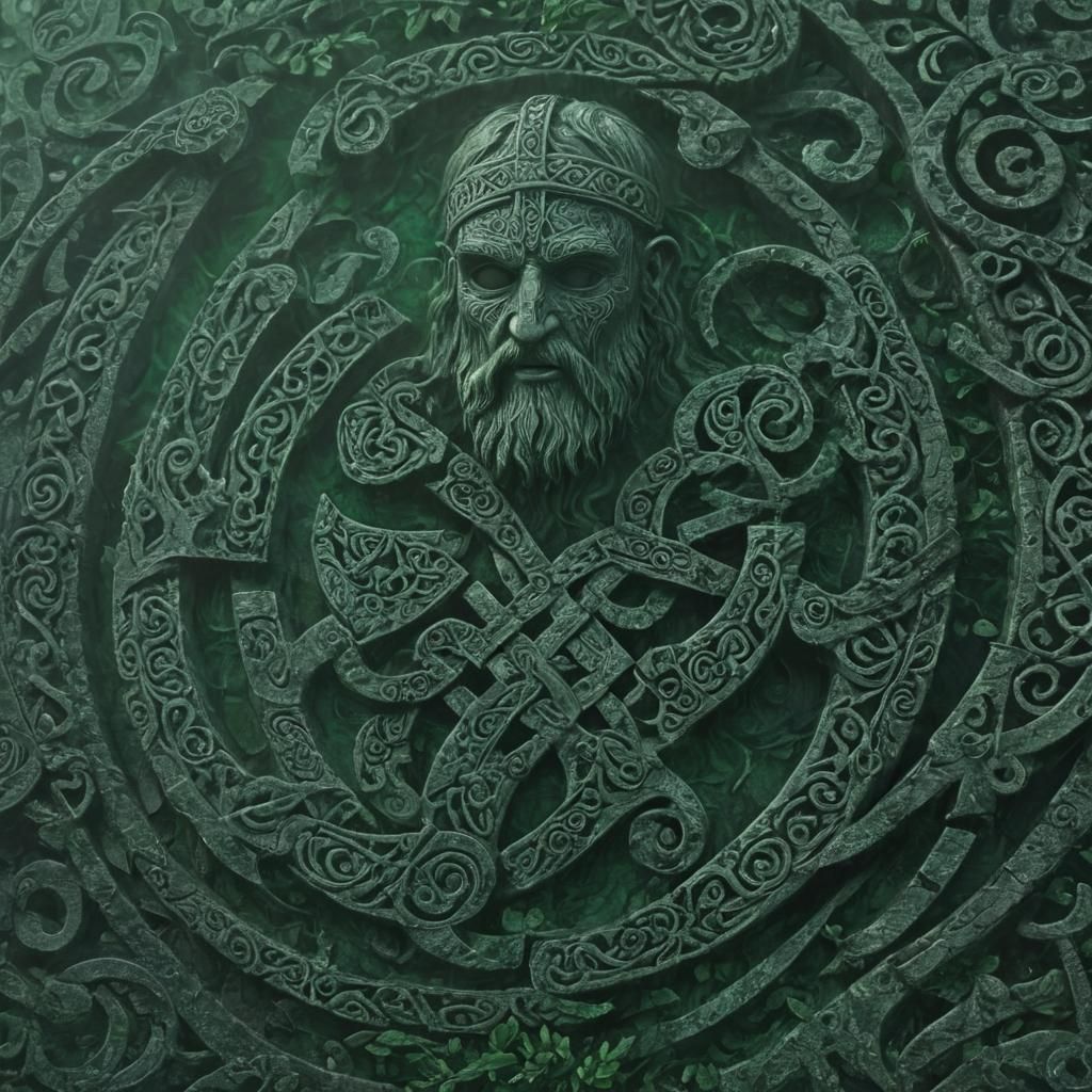 Mystical Celtic Runes in Emerald Irish Countryside
