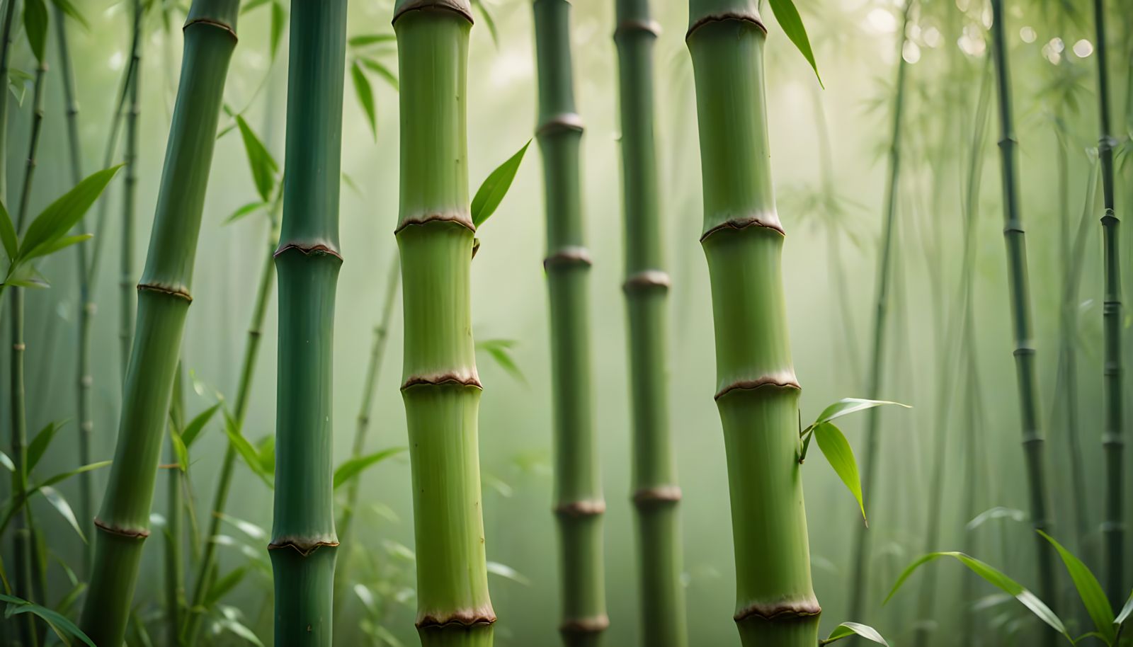 Lush Green Bamboo Stems in Soft Focus