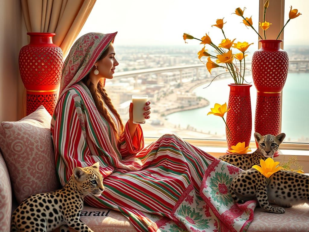 Arabic Woman with Cat Ears in Muscat, Oman