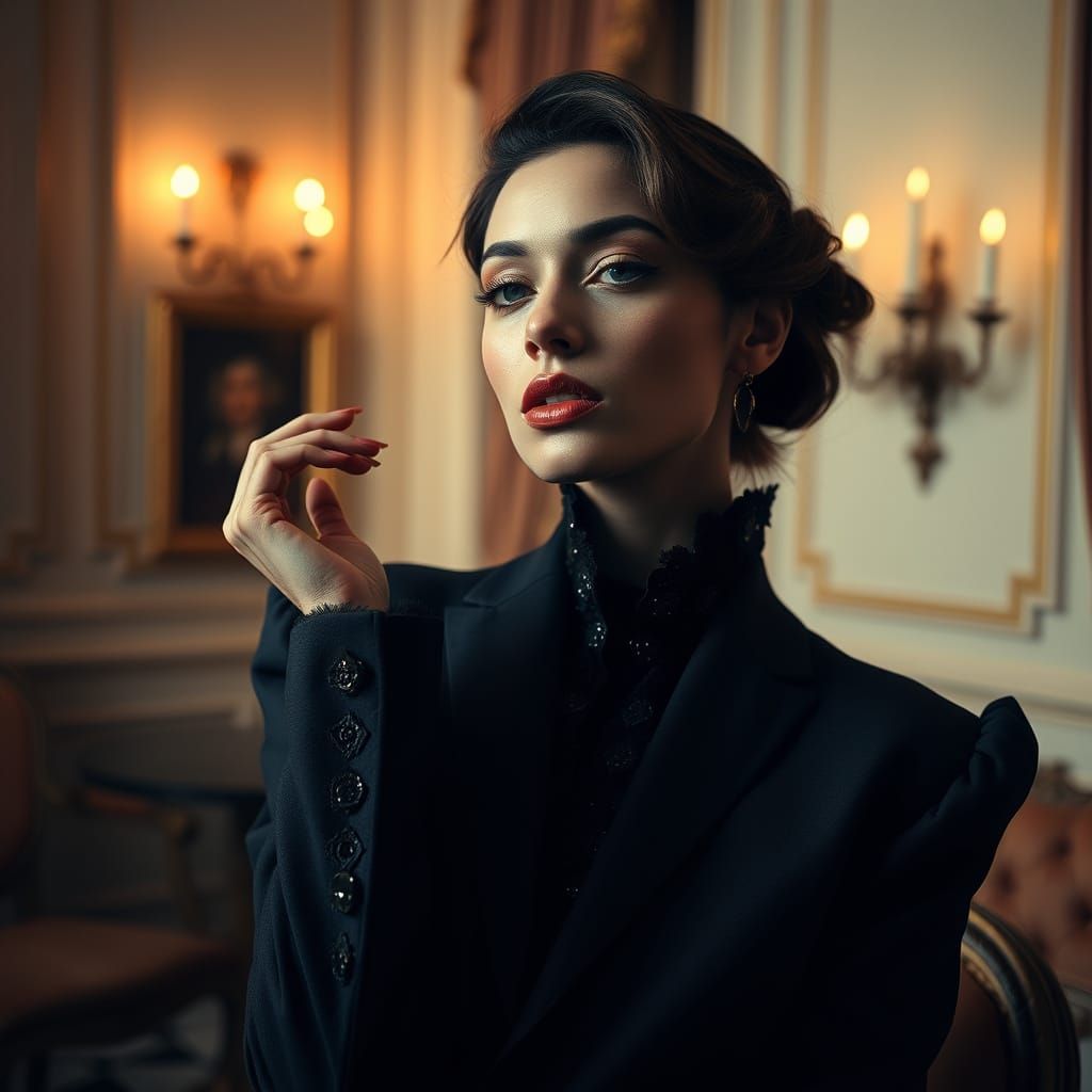 High-Fashion Studio Portrait in Timeless Elegance