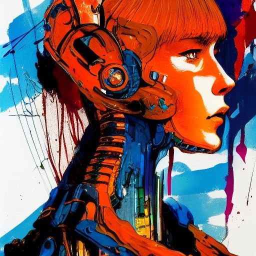 Portrait in Cyberpunk Style with Bold Colors