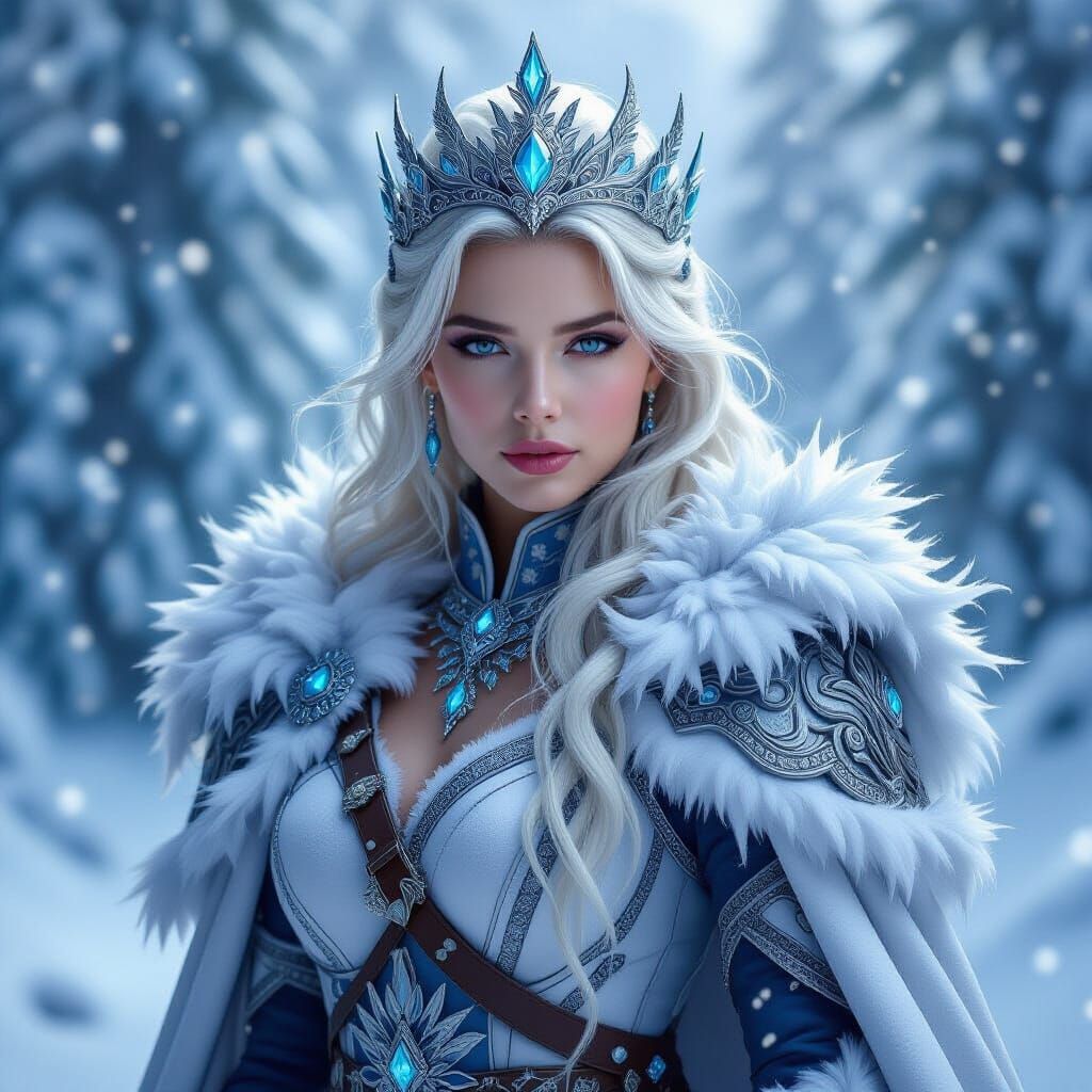 Warrior Snow Queen: Detailed Fantasy Concept Art