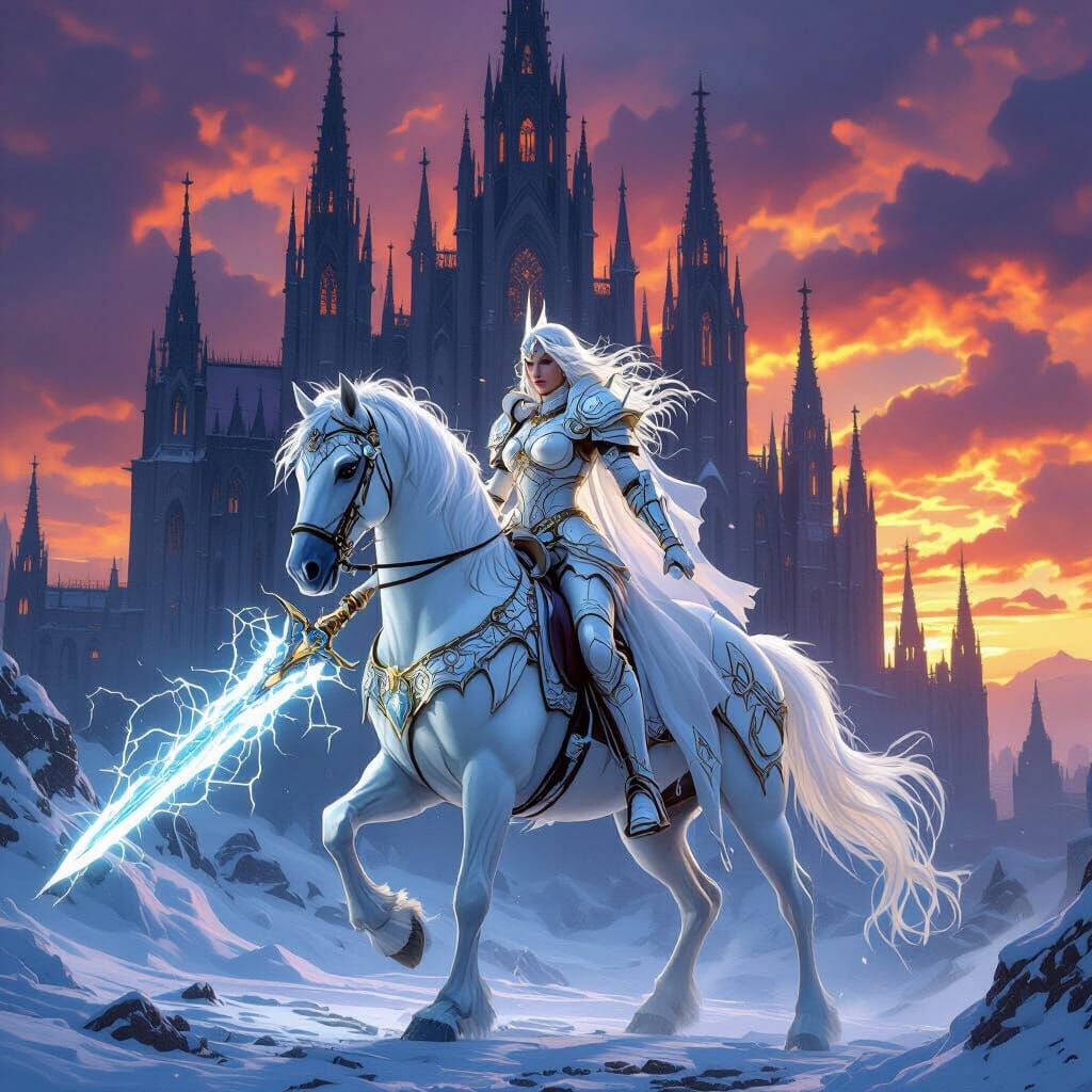 Goddess of Ice & Fire with Electric Sword at Gothic Cathedra...