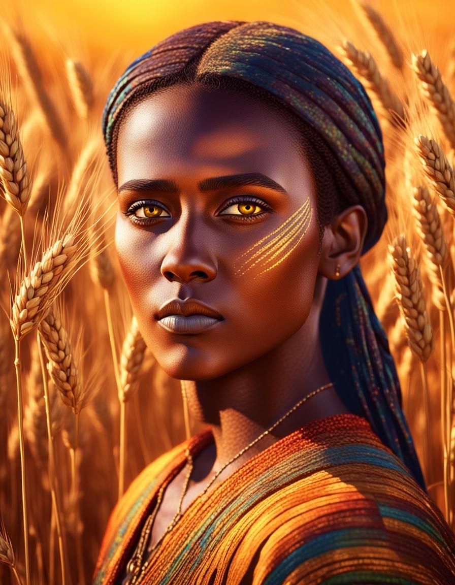 Ruth the Moabite Woman in Golden Wheat Field