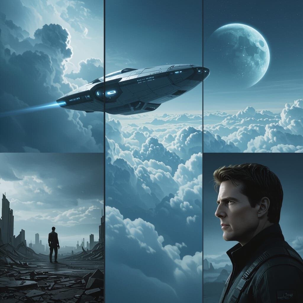 Oblivion Triptych: Tom Cruise in Sci-Fi Landscape Art