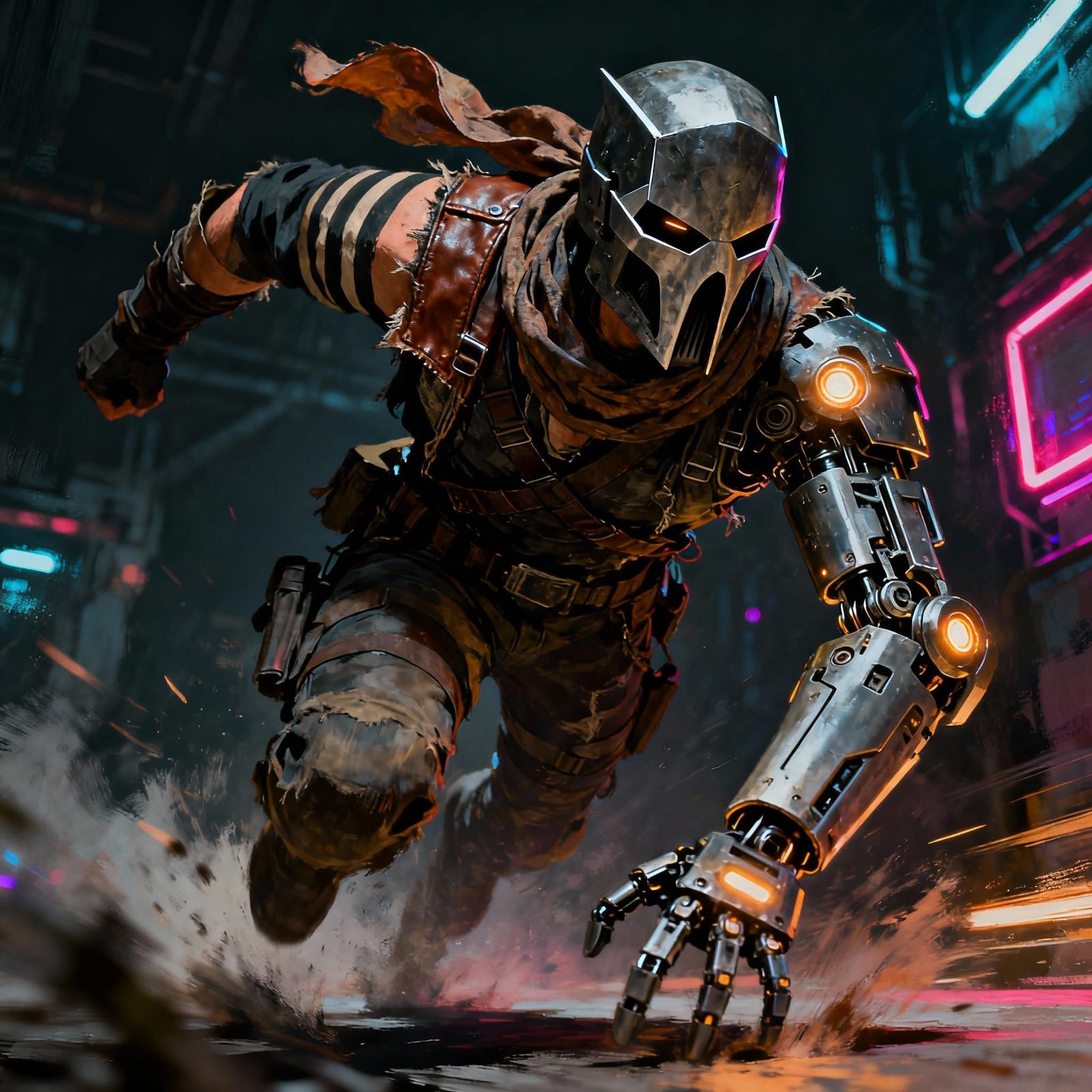 Gritty Sci-Fi Mercenary Concept Art with Dynamic Lighting