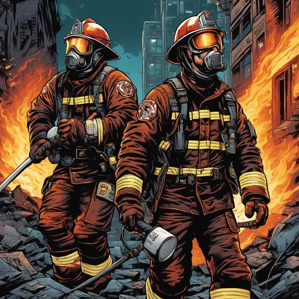 Firefighters as Dynamic Comic Book Heroes