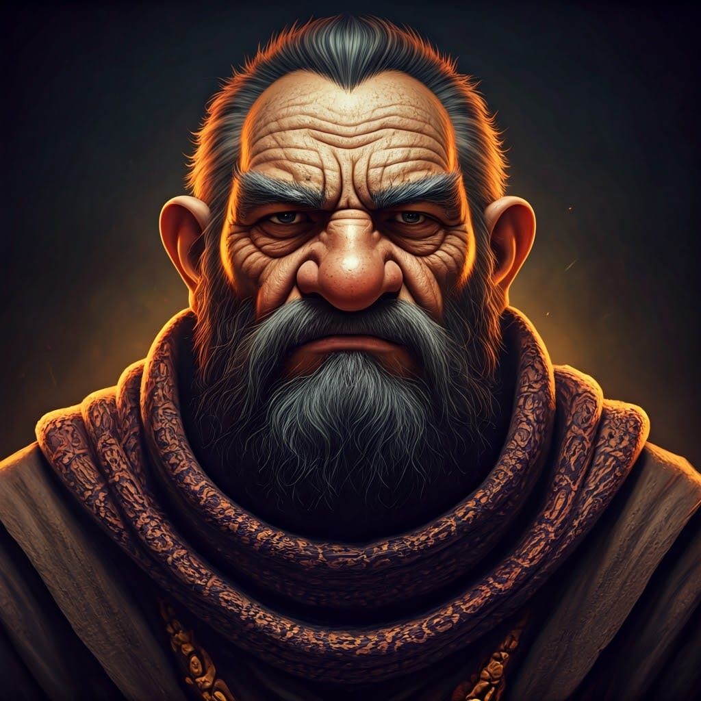 Stoic Dwarf Monk in Rich, Earthy Tones