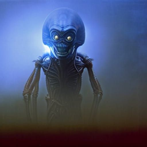 Cyberpunk Alien Emerges from Amber Haze