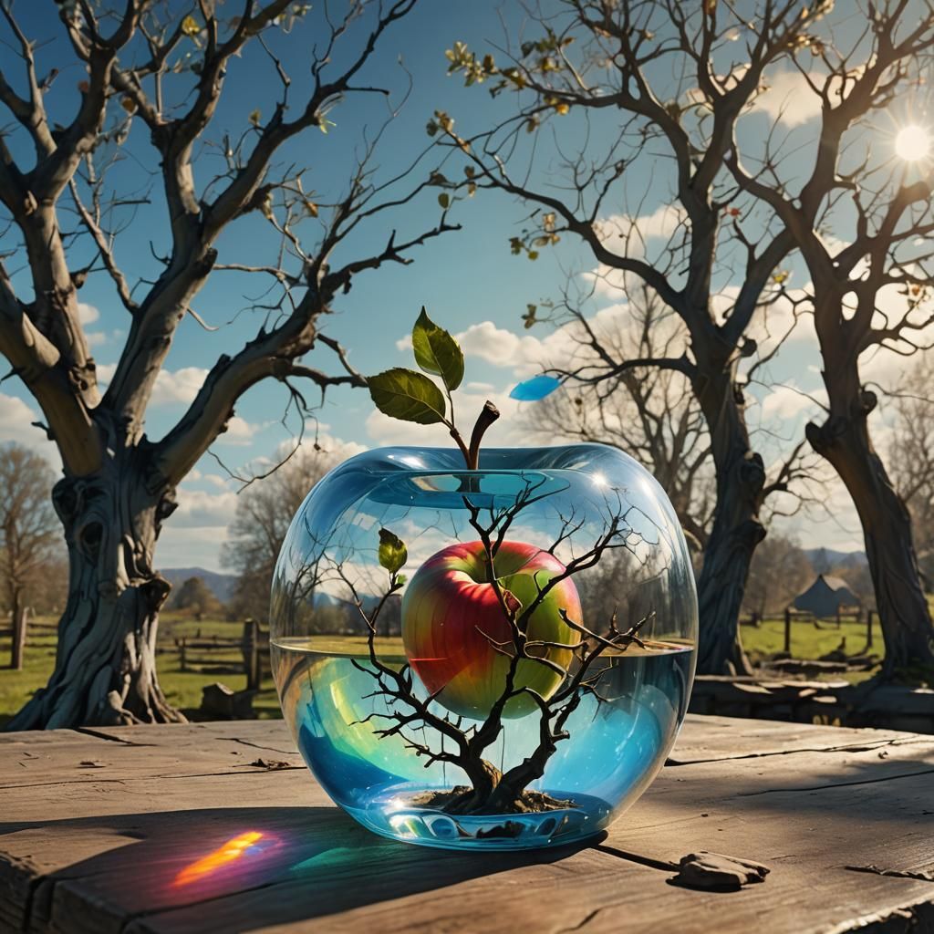 Surreal Orchard in Glass, Digital Art