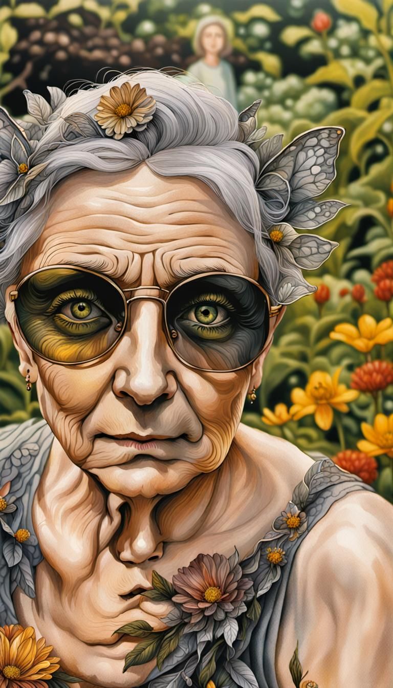 Detailed Garden Fairy Portrait in Oil Paint Style