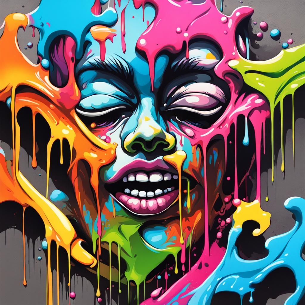 Colorful Graffiti Splash Art in Street Style