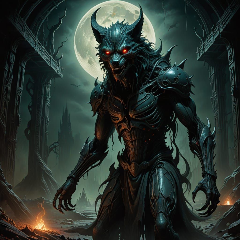 Terrifying Skinwalker Transformation in Dark Fantasy Style